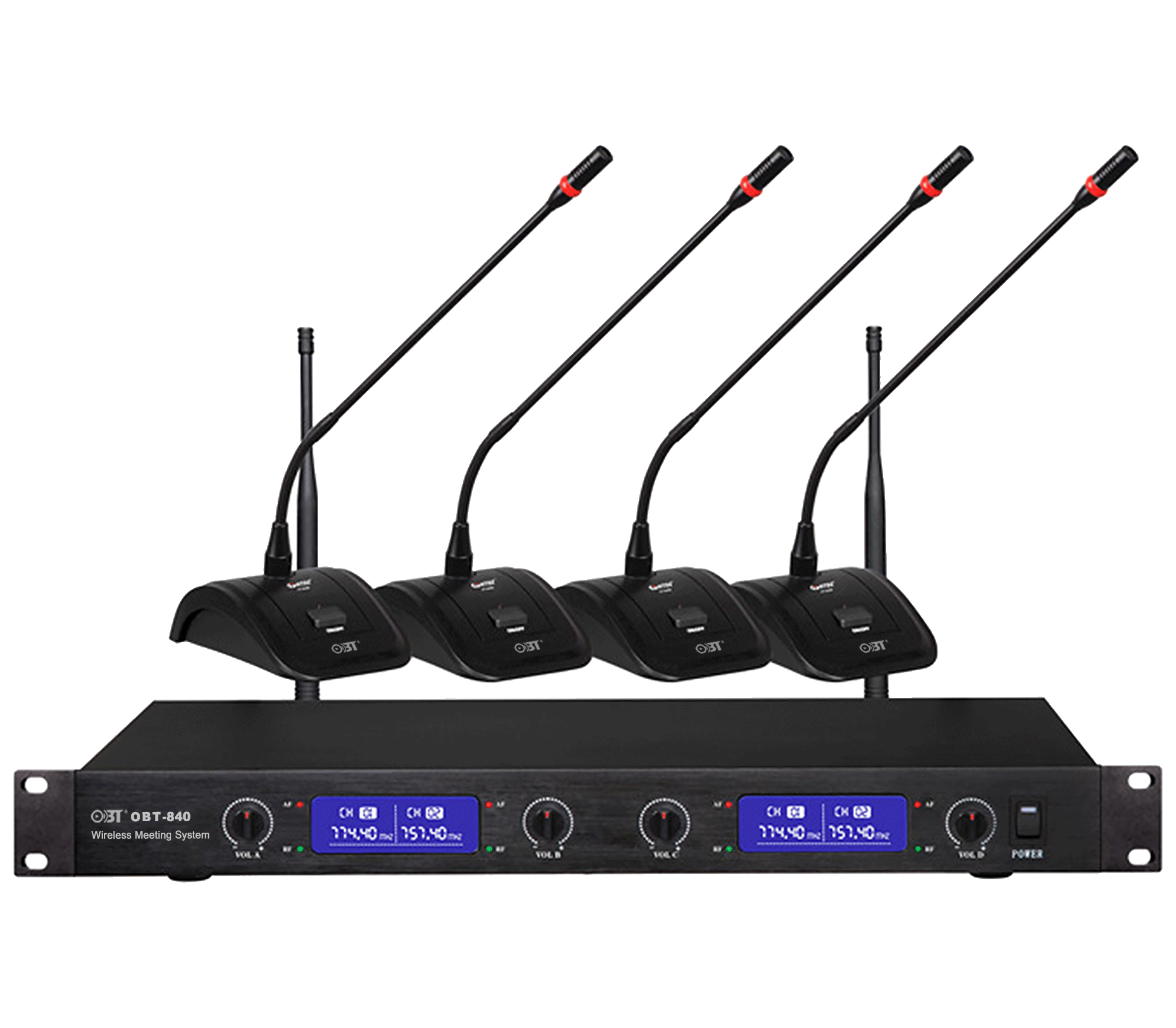 無線會(huì)議系統(tǒng)一拖四無線話筒套裝 OBT-840